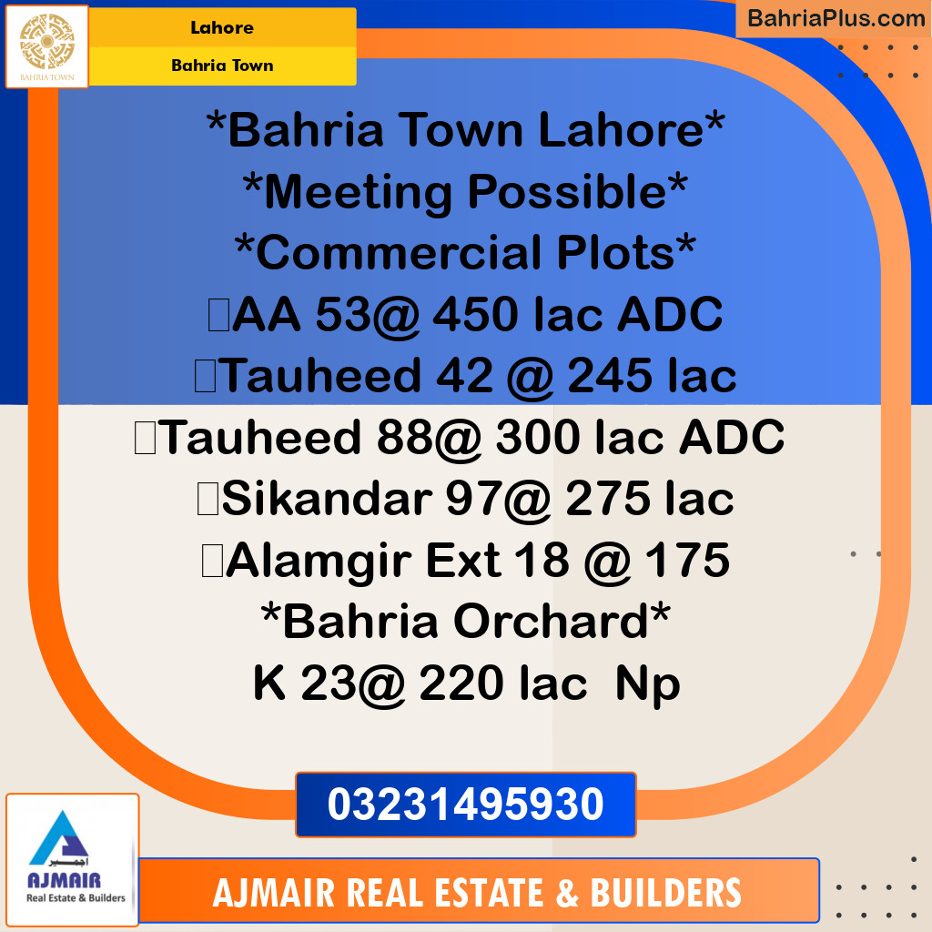 Commercial Plot for Sale in Bahria Town, Lahore - (BP-215840)