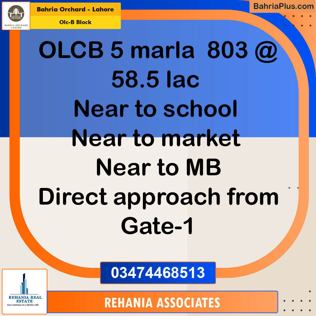 5 Marla Residential Plot for Sale in OLC-B Block -  Bahria Orchard, Lahore - (BP-215856)