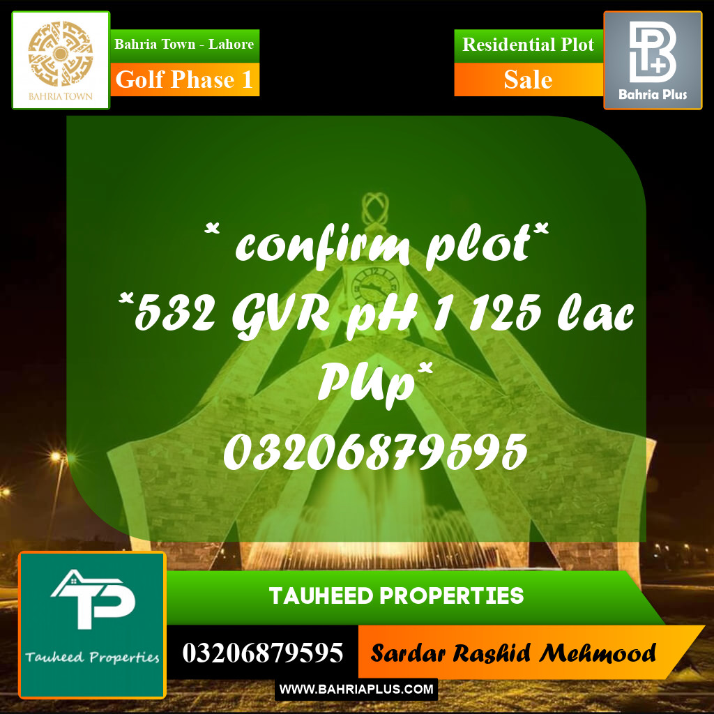 10 Marla Residential Plot for Sale in Golf Phase 1 -  Bahria Town, Lahore - (BP-215912)