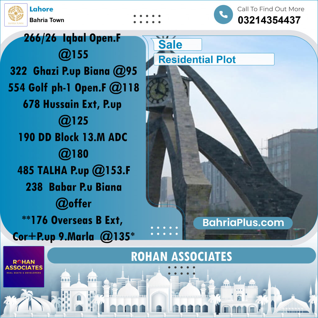 Residential Plot for Sale in Bahria Town, Lahore - (BP-215928)