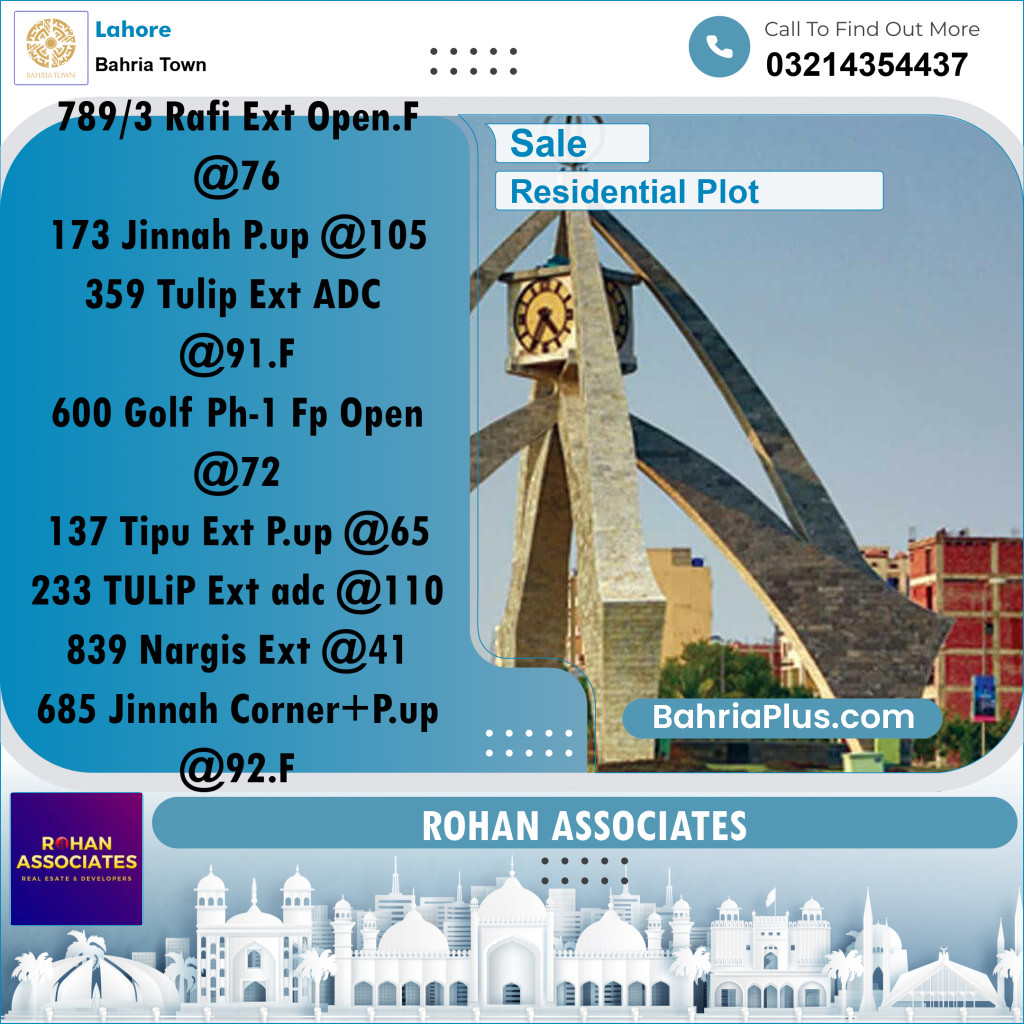 Residential Plot for Sale in Bahria Town, Lahore - (BP-215929)