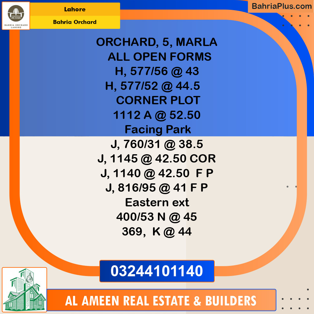 Residential Plot for Sale in Bahria Orchard, Lahore - (BP-215944)