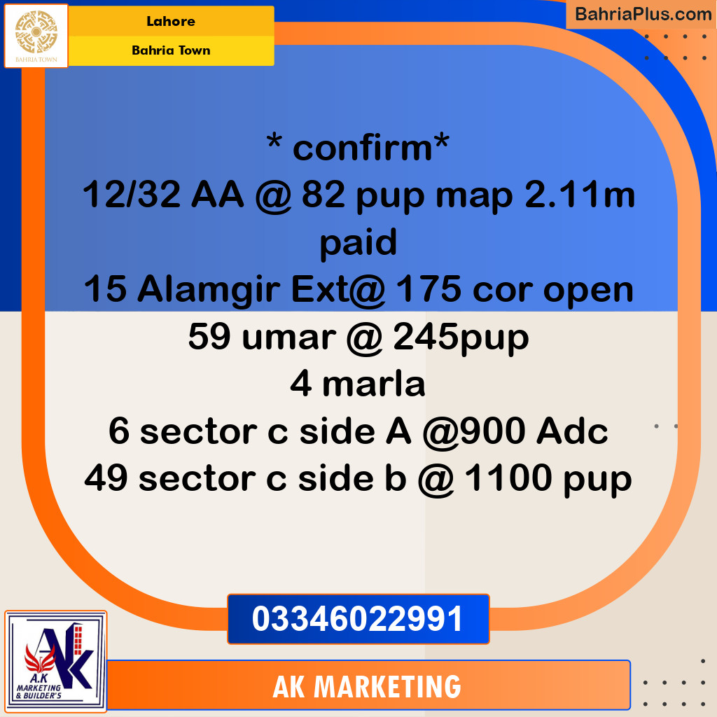 5 Marla Commercial Plot for Sale in Bahria Town, Lahore - (BP-215950)