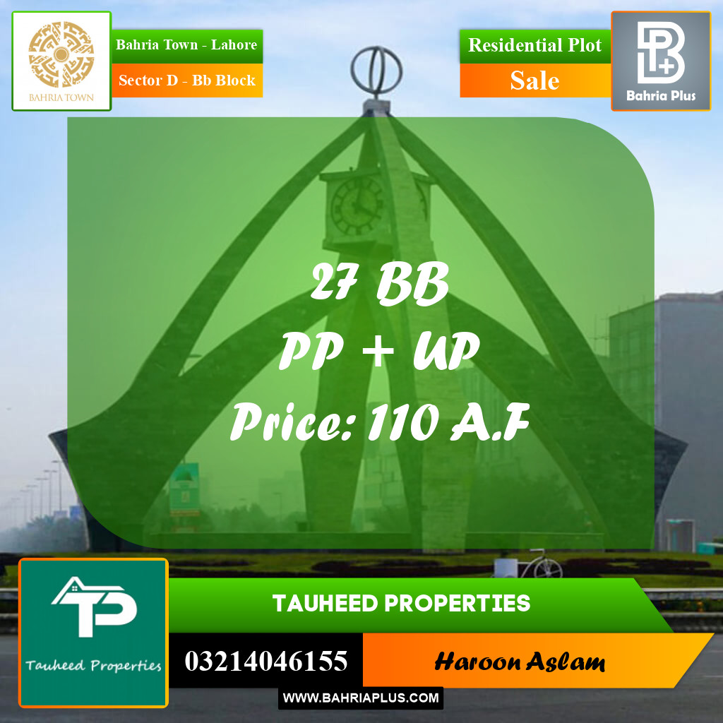 5 Marla Residential Plot for Sale in Sector D - BB Block - Bahria Town, Lahore - (BP-215968)