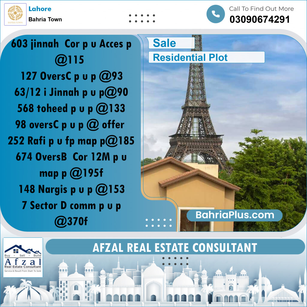 Residential Plot for Sale in Bahria Town, Lahore - (BP-215978)