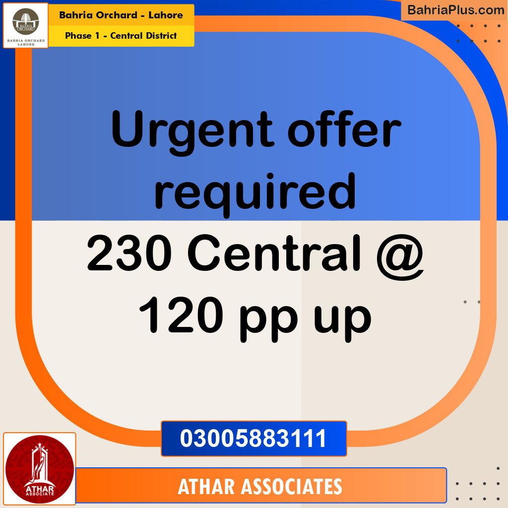 10 Marla Residential Plot for Sale in Phase 1 - Central District -  Bahria Orchard, Lahore - (BP-216024)