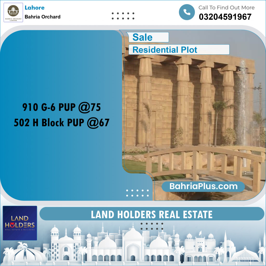 Residential Plot for Sale in Bahria Orchard, Lahore - (BP-216056)