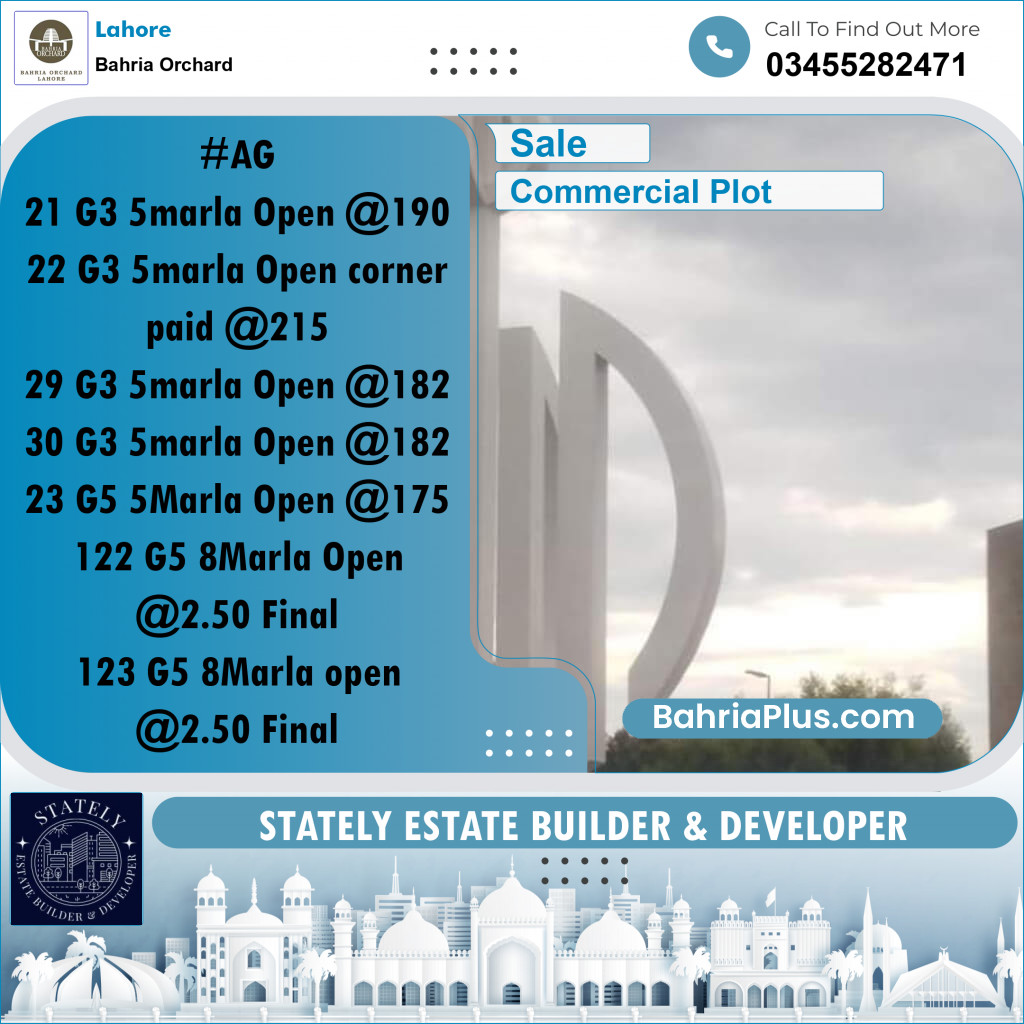 Commercial Plot for Sale in Bahria Orchard, Lahore - (BP-216092)