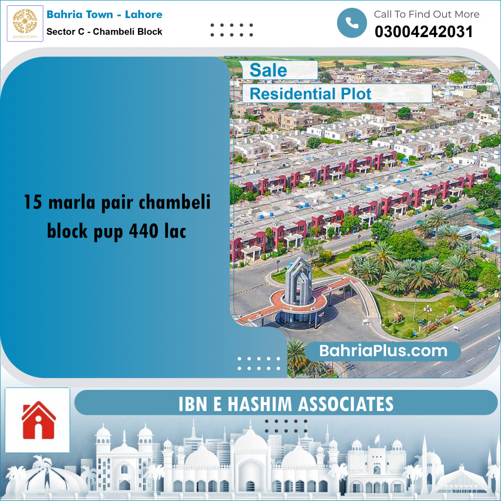 30 Marla Residential Plot for Sale in Sector C - Chambeli Block -  Bahria Town, Lahore - (BP-216099)