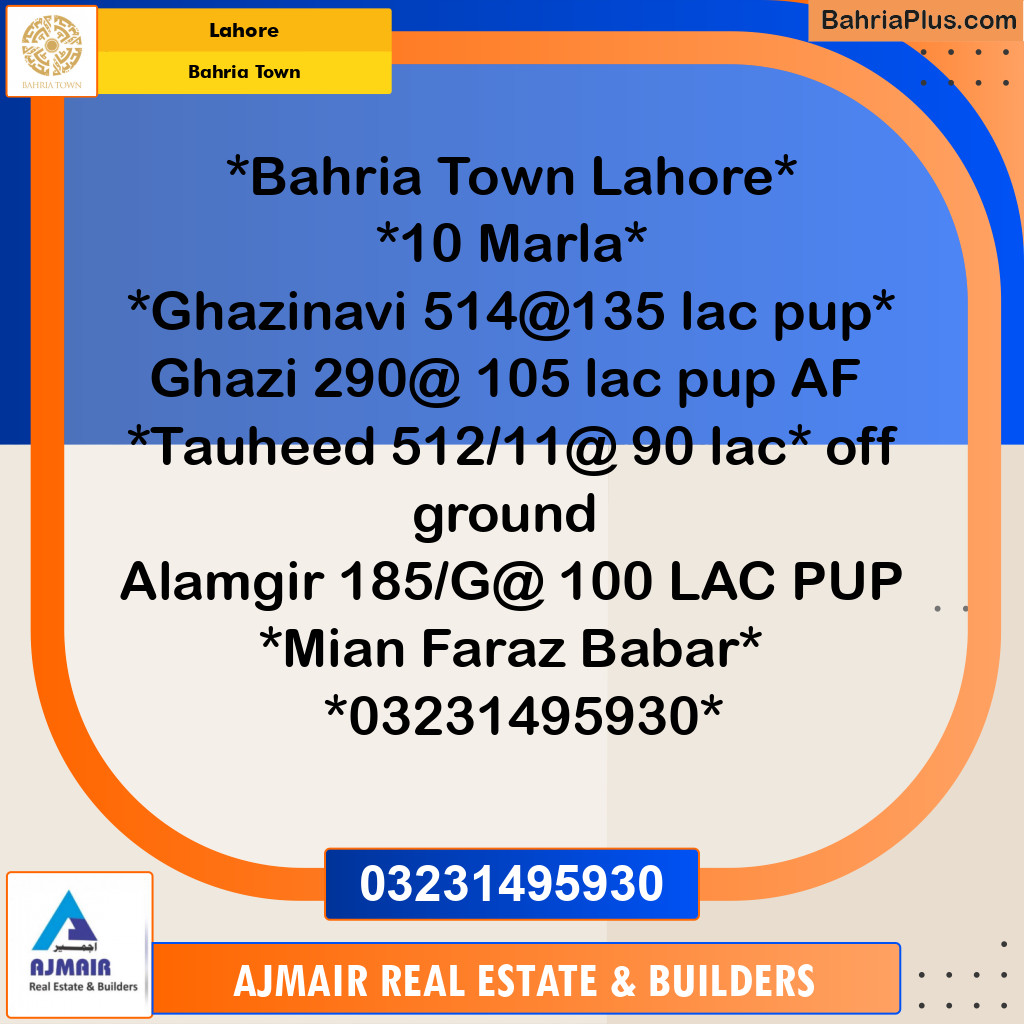 Residential Plot for Sale in Bahria Town, Lahore - (BP-216145)