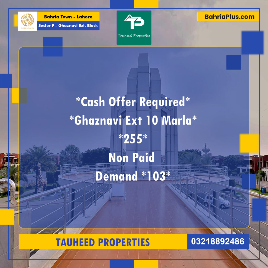 10 Marla Residential Plot for Sale in Sector F - Ghaznavi Ext. Block -  Bahria Town, Lahore - (BP-216173)