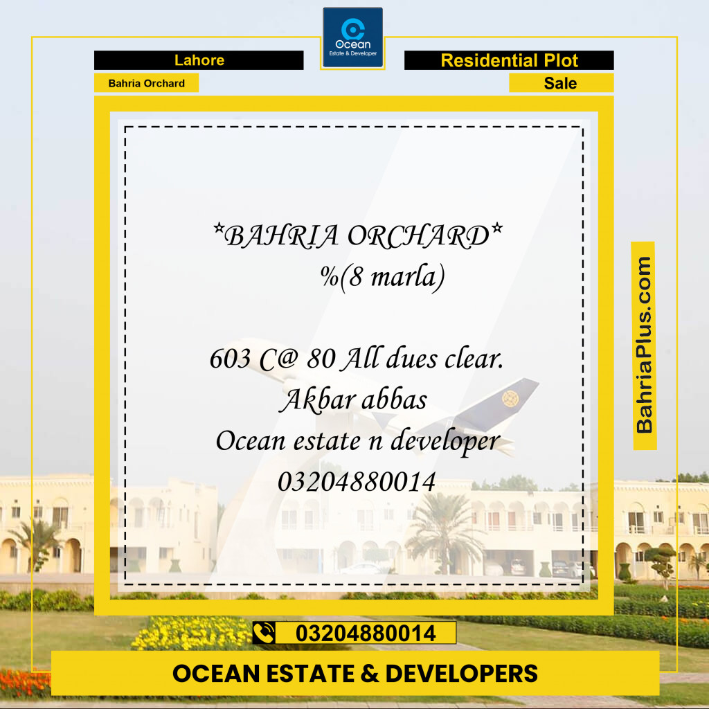 Residential Plot for Sale in Bahria Orchard, Lahore - (BP-216175)