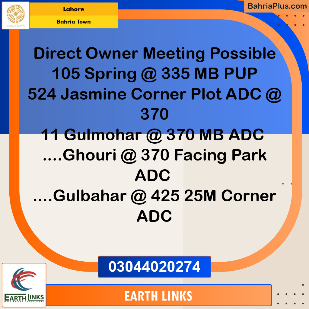 1 Kanal Residential Plot for Sale in Bahria Town, Lahore - (BP-216182)