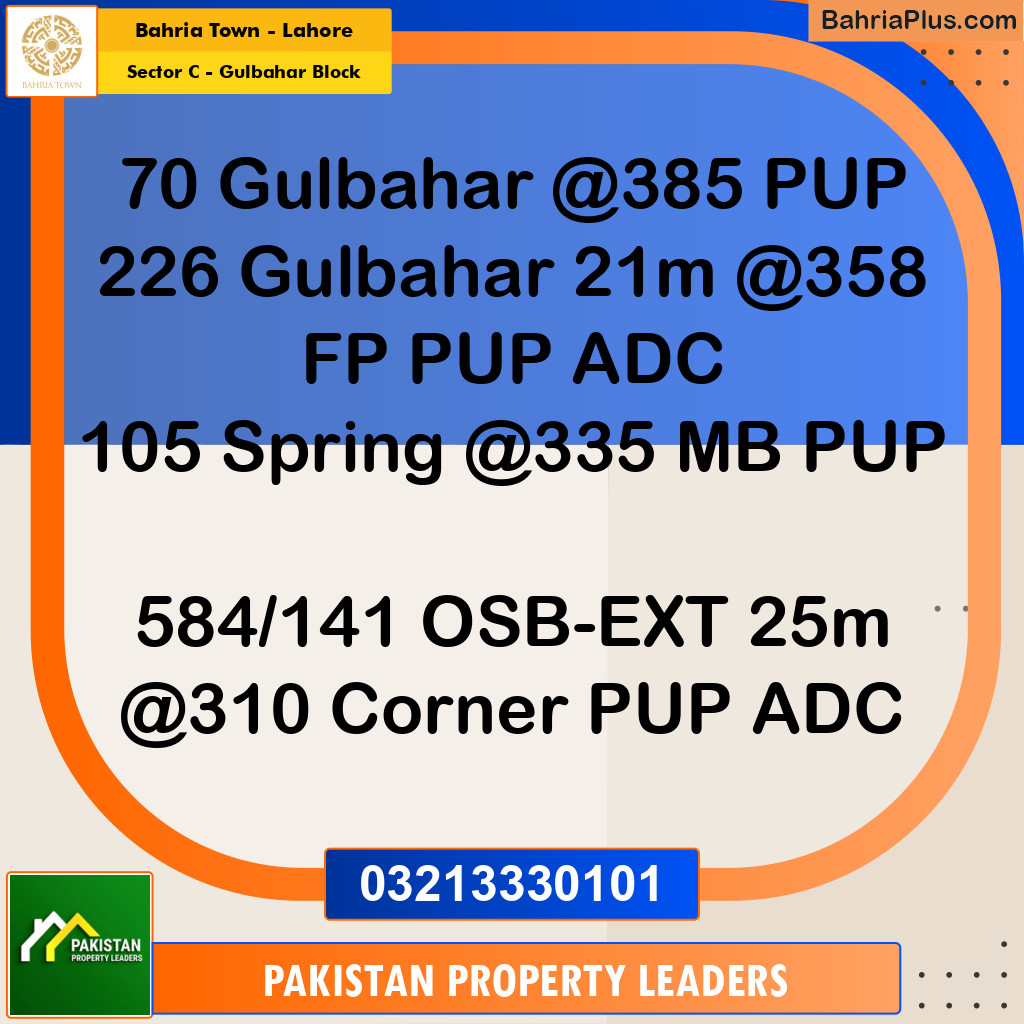 21 Marla Residential Plot for Sale in Sector C - Gulbahar Block - Bahria Town, Lahore - (BP-216213)