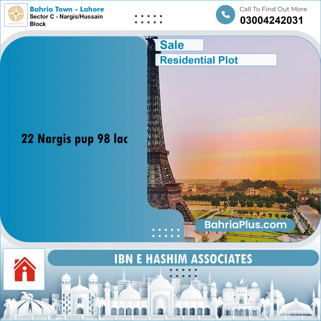 10 Marla Residential Plot for Sale in Sector C - Nargis/Hussain Block - Bahria Town, Lahore - (BP-216228)