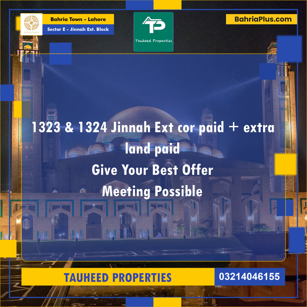 6 Marla Residential Plot for Sale in Sector E - Jinnah Ext. Block - Bahria Town, Lahore - (BP-216278)