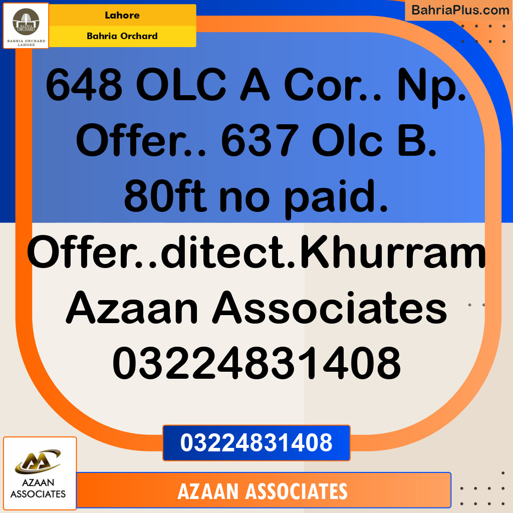 Residential Plot for Sale in Bahria Orchard, Lahore - (BP-216296)