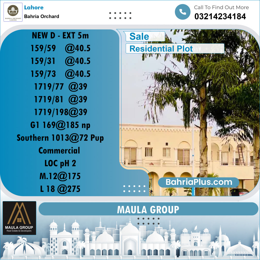 Residential Plot for Sale in Bahria Orchard, Lahore - (BP-216311)