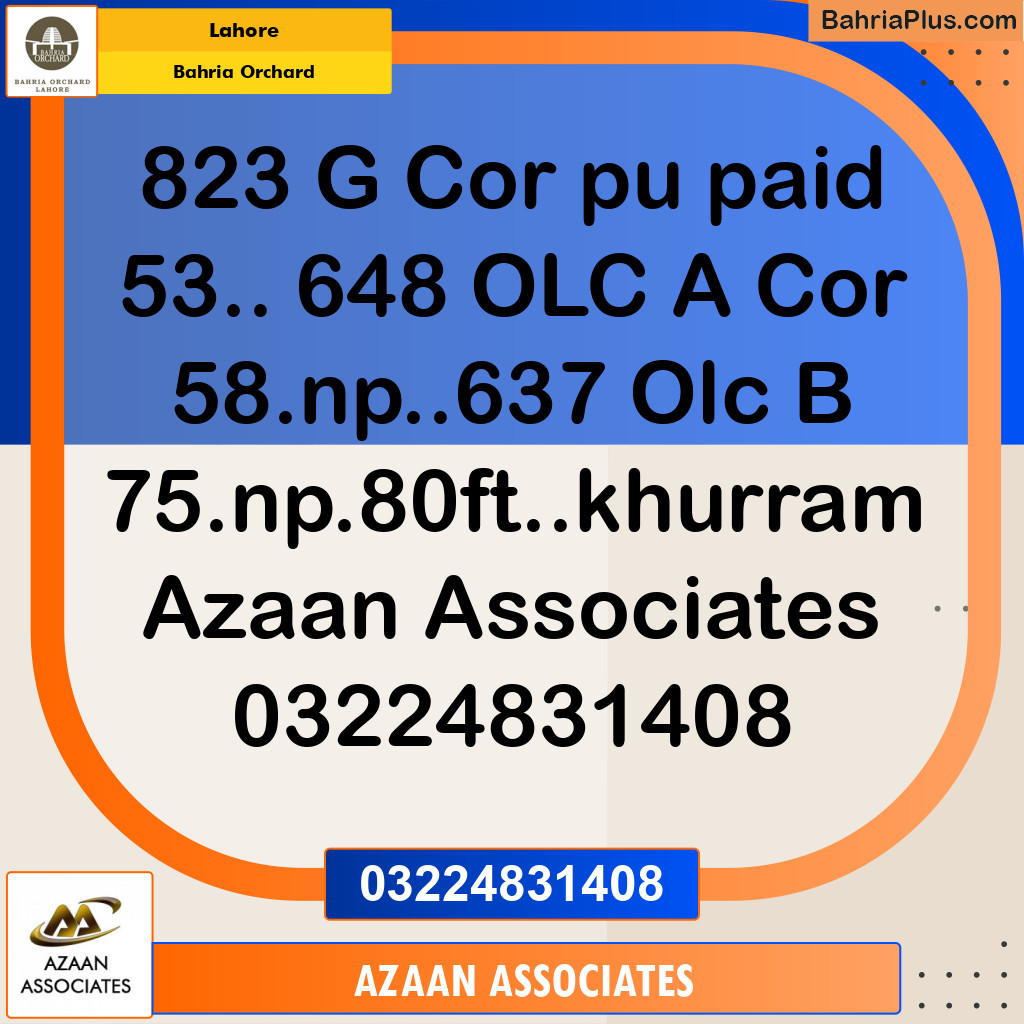 Residential Plot for Sale in Bahria Orchard, Lahore - (BP-216329)