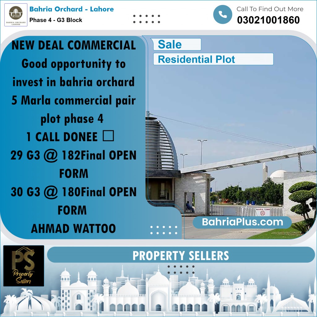 5 Marla Residential Plot for Sale in Phase 4 - G3 Block -  Bahria Orchard, Lahore - (BP-216335)