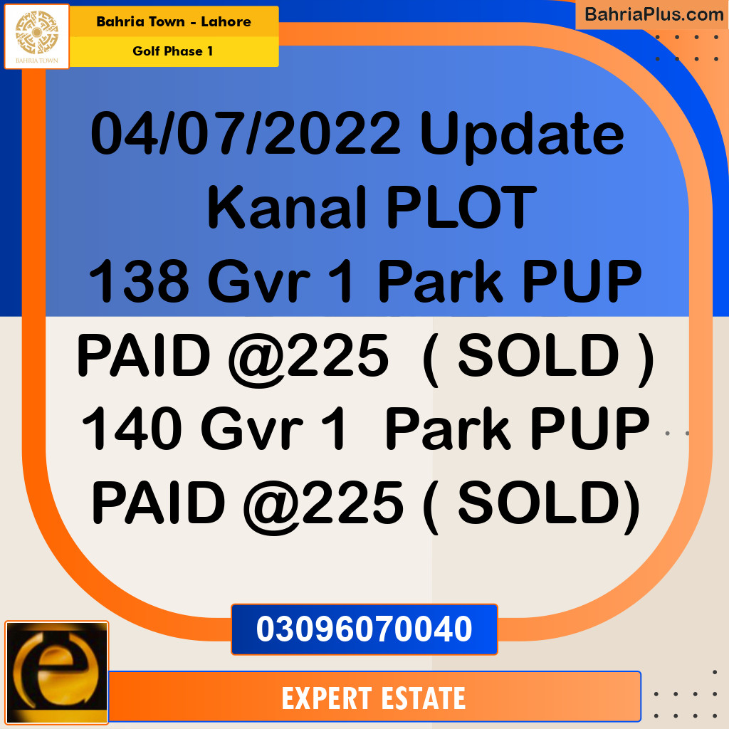 1 Kanal Residential Plot for Sale in Golf Phase 1 -  Bahria Town, Lahore - (BP-216340)