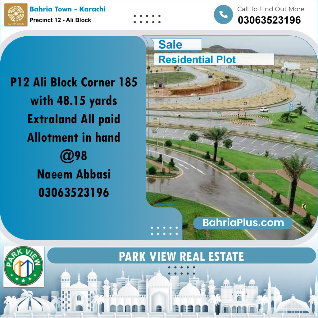 125 Sq. Yards Residential Plot for Sale in Precinct 12 - Ali Block -  Bahria Town, Karachi - (BP-216345)