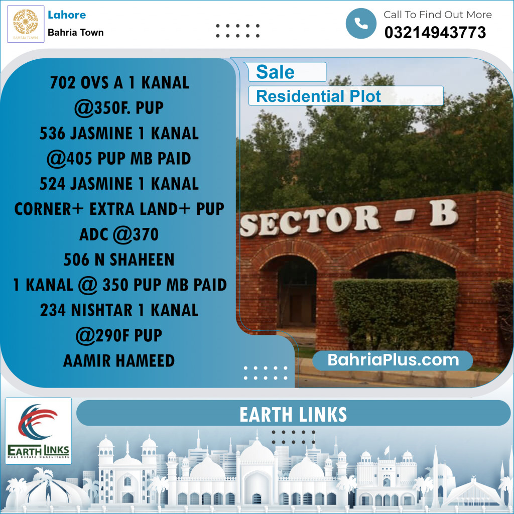 Residential Plot for Sale in Bahria Town, Lahore - (BP-216406)
