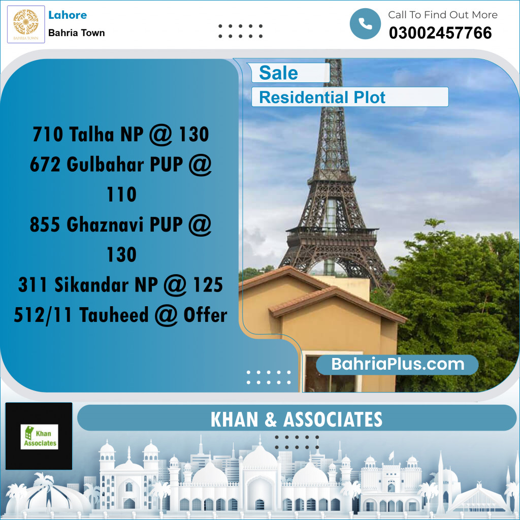 Residential Plot for Sale in Bahria Town, Lahore - (BP-216416)