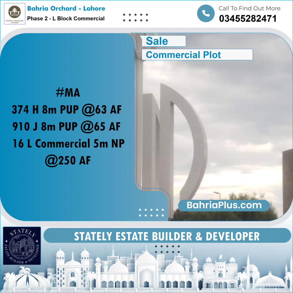 Commercial Plot for Sale in Phase 2 - L Block Commercial -  Bahria Orchard, Lahore - (BP-216423)