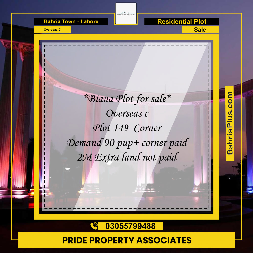7 Marla Residential Plot for Sale in Overseas C - Bahria Town, Lahore - (BP-216429)