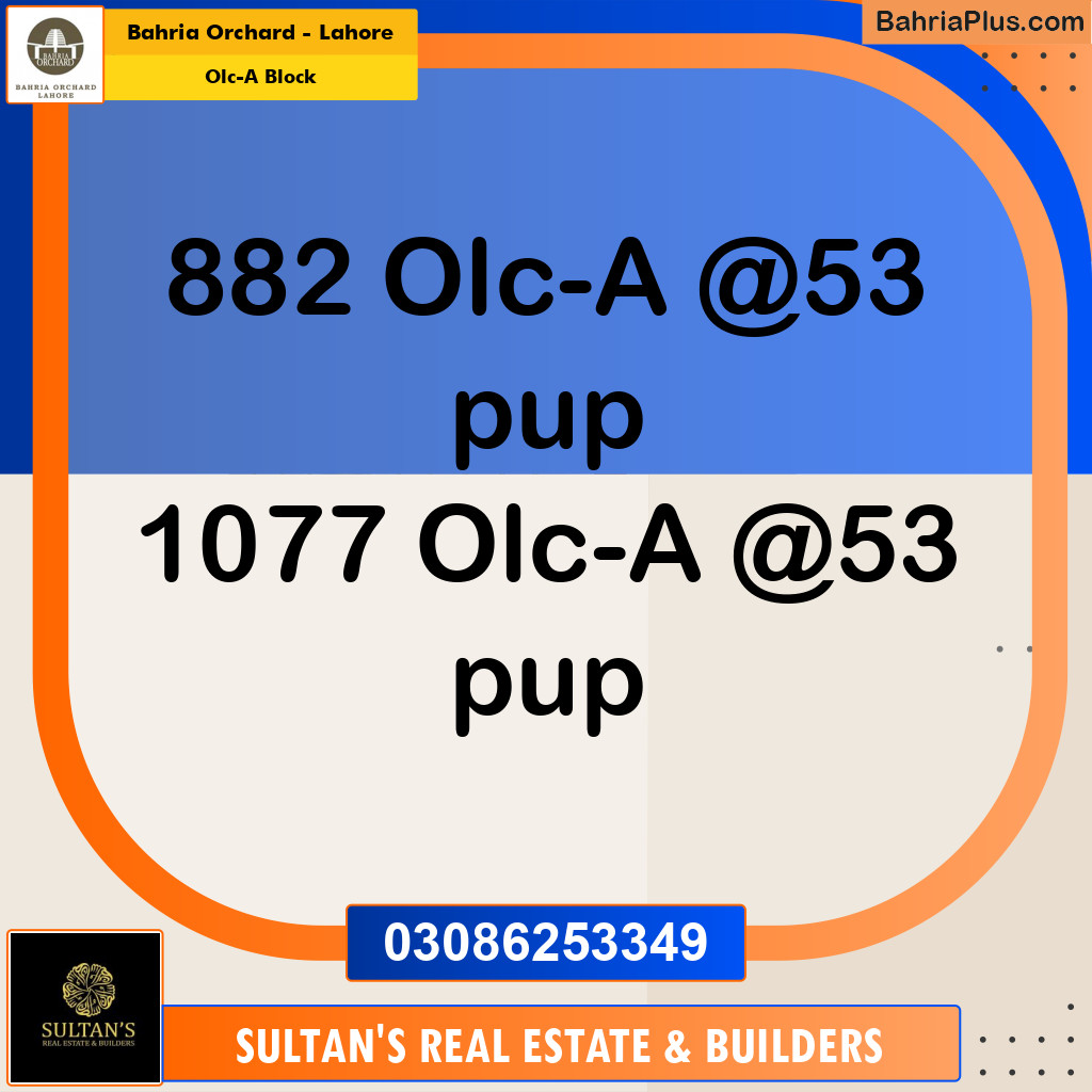 5 Marla Residential Plot for Sale in OLC-A Block - Bahria Orchard, Lahore - (BP-216433)