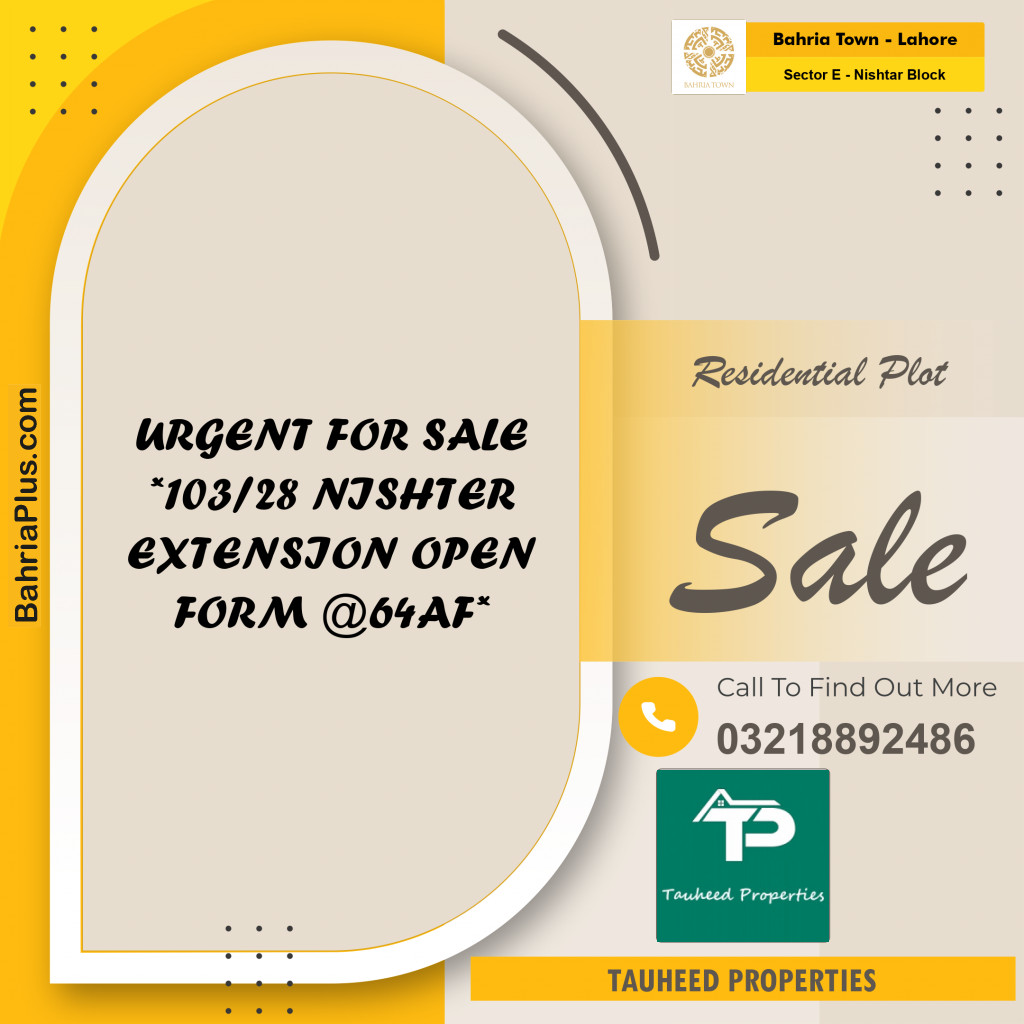 5 Marla Residential Plot for Sale in Sector E - Nishtar Block - Bahria Town, Lahore - (BP-216443)