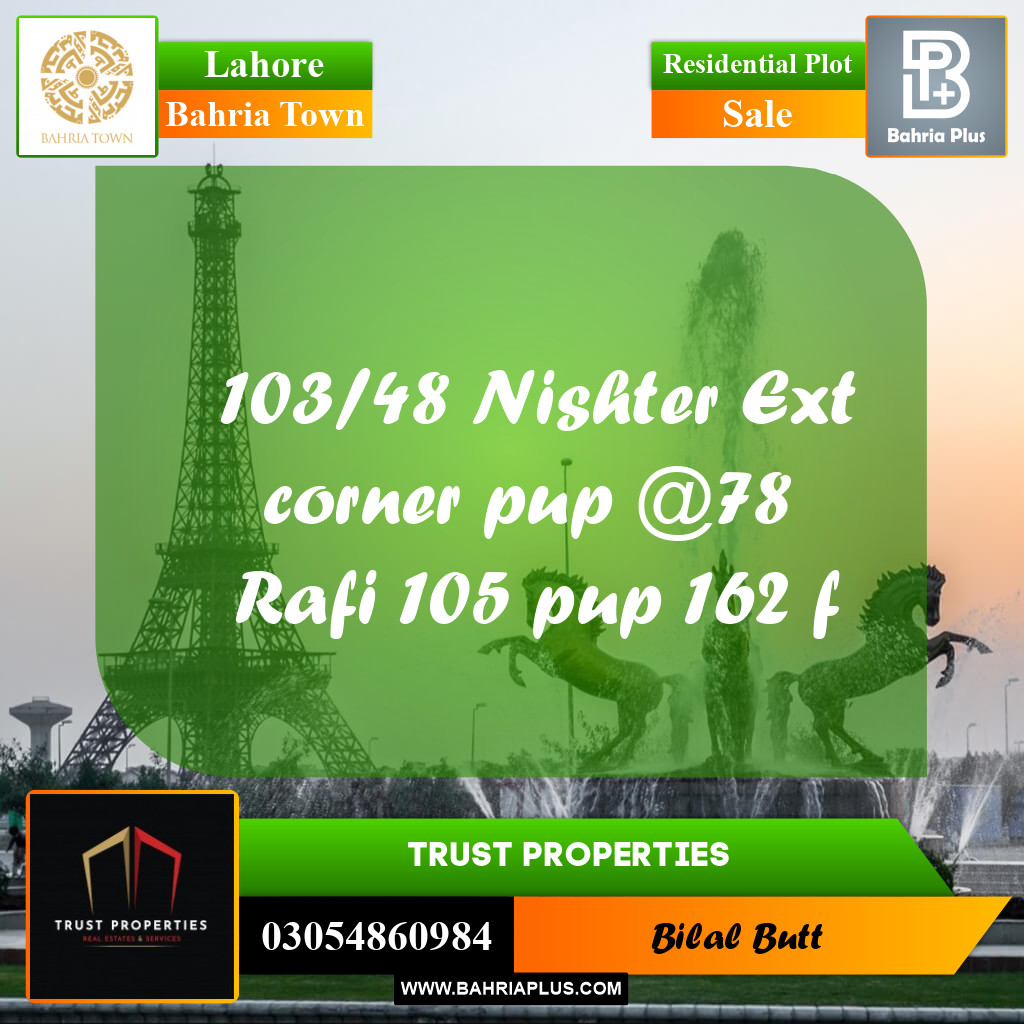 Residential Plot for Sale in Bahria Town, Lahore - (BP-216499)