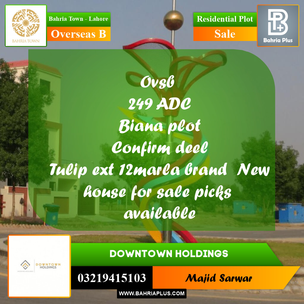 10 Marla Residential Plot for Sale in Overseas B -  Bahria Town, Lahore - (BP-216502)