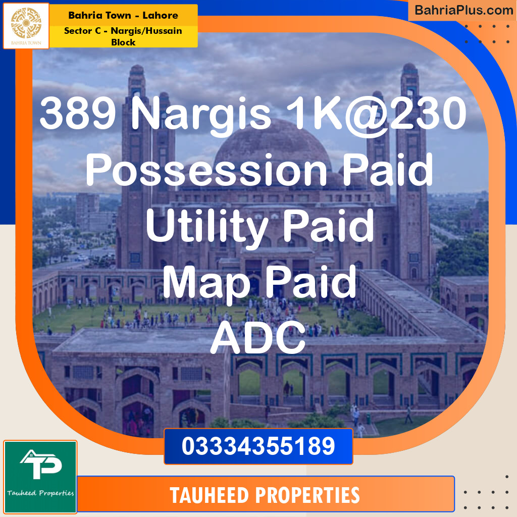 1 Kanal Residential Plot for Sale in Sector C - Nargis/Hussain Block - Bahria Town, Lahore - (BP-216515)