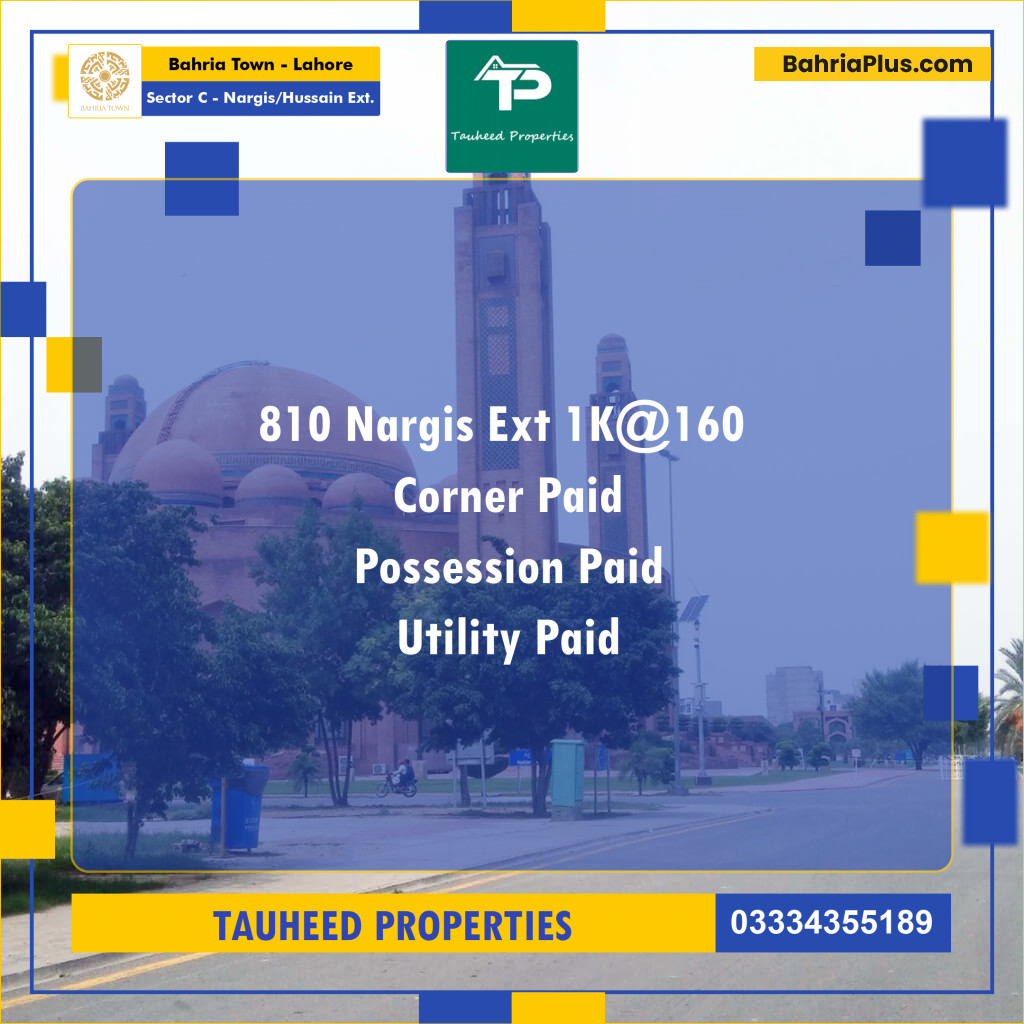 1 Kanal Residential Plot for Sale in Sector C - Nargis/Hussain Ext. -  Bahria Town, Lahore - (BP-216524)