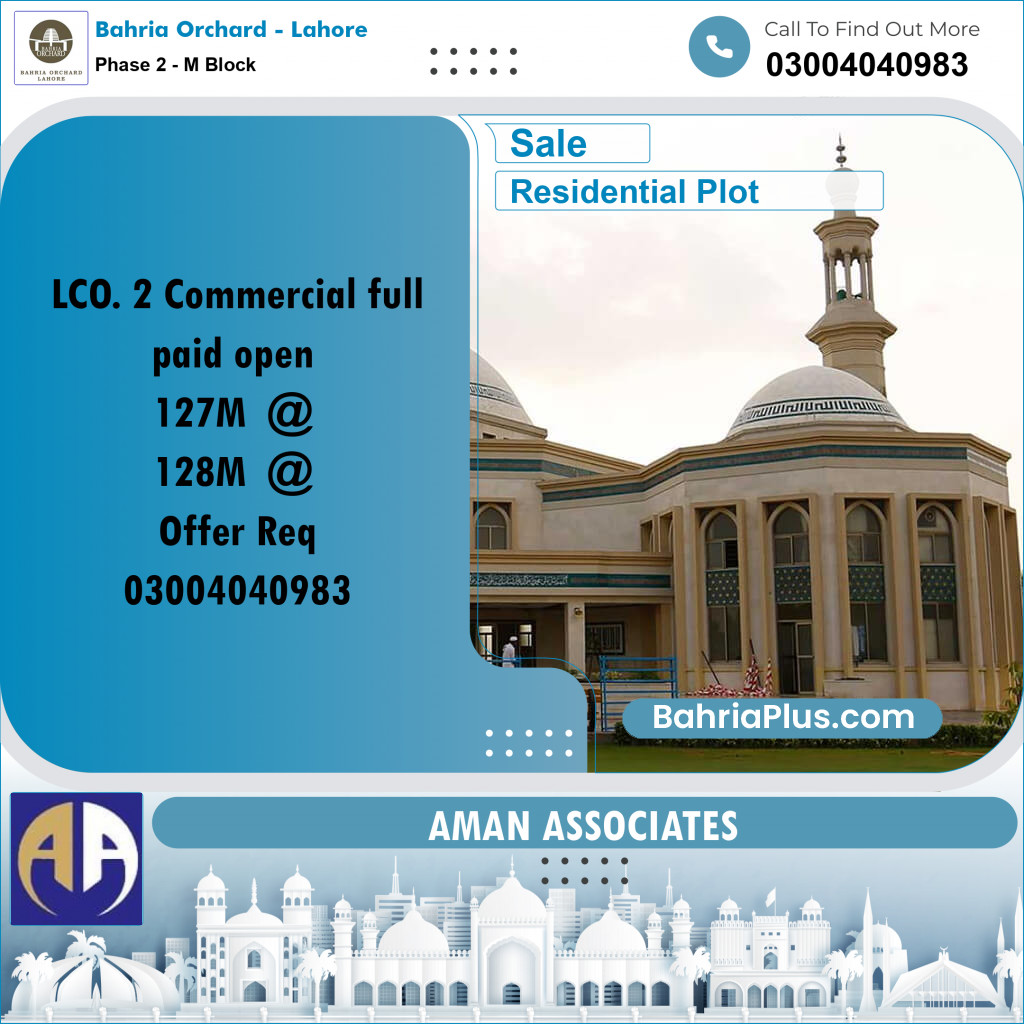 Residential Plot for Sale in Phase 2 - M Block - Bahria Orchard, Lahore - (BP-216568)