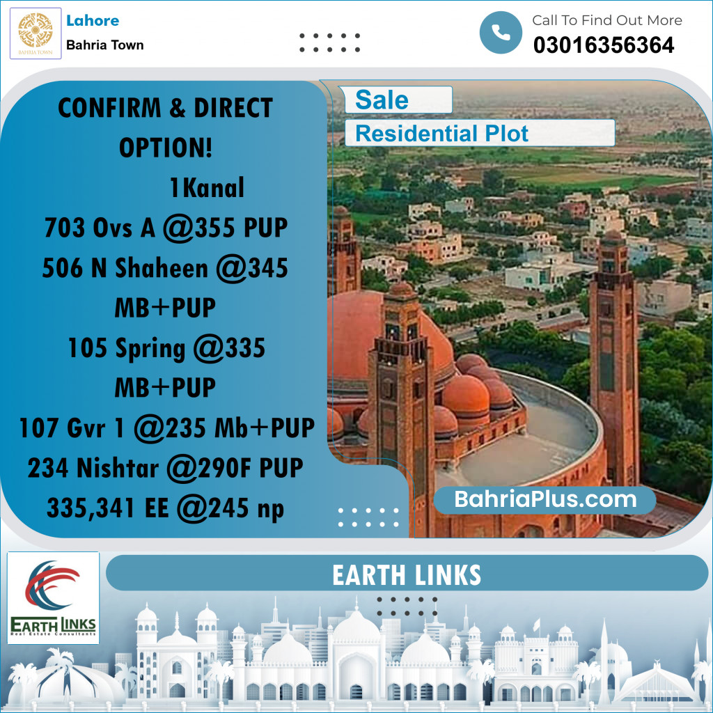 Residential Plot for Sale in Bahria Town, Lahore - (BP-216577)