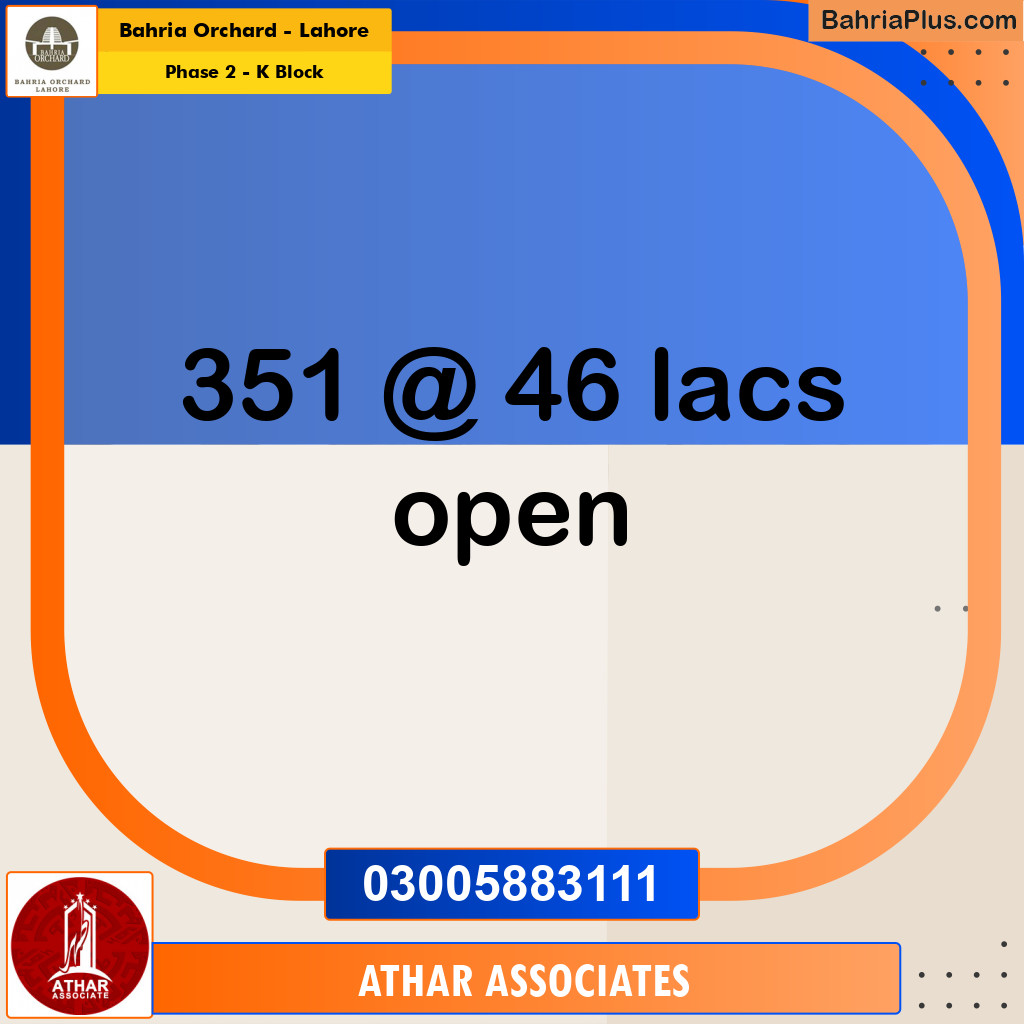 5 Marla Residential Plot for Sale in Phase 2 - K Block -  Bahria Orchard, Lahore - (BP-216597)