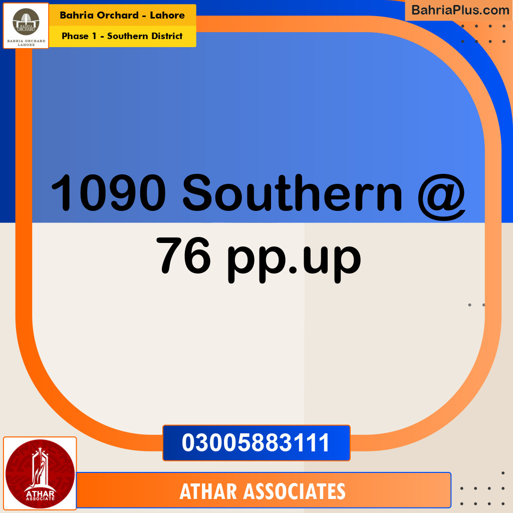 8 Marla Residential Plot for Sale in Phase 1 - Southern District -  Bahria Orchard, Lahore - (BP-216630)