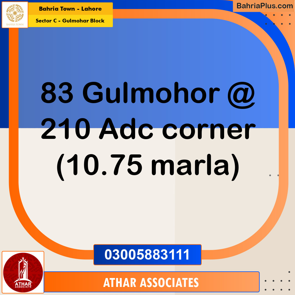10.75 Marla Residential Plot for Sale in Sector C - Gulmohar Block - Bahria Town, Lahore - (BP-216649)