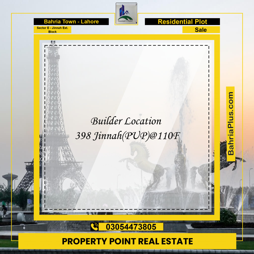 5 Marla Residential Plot for Sale in Sector E - Jinnah Ext. Block -  Bahria Town, Lahore - (BP-216716)