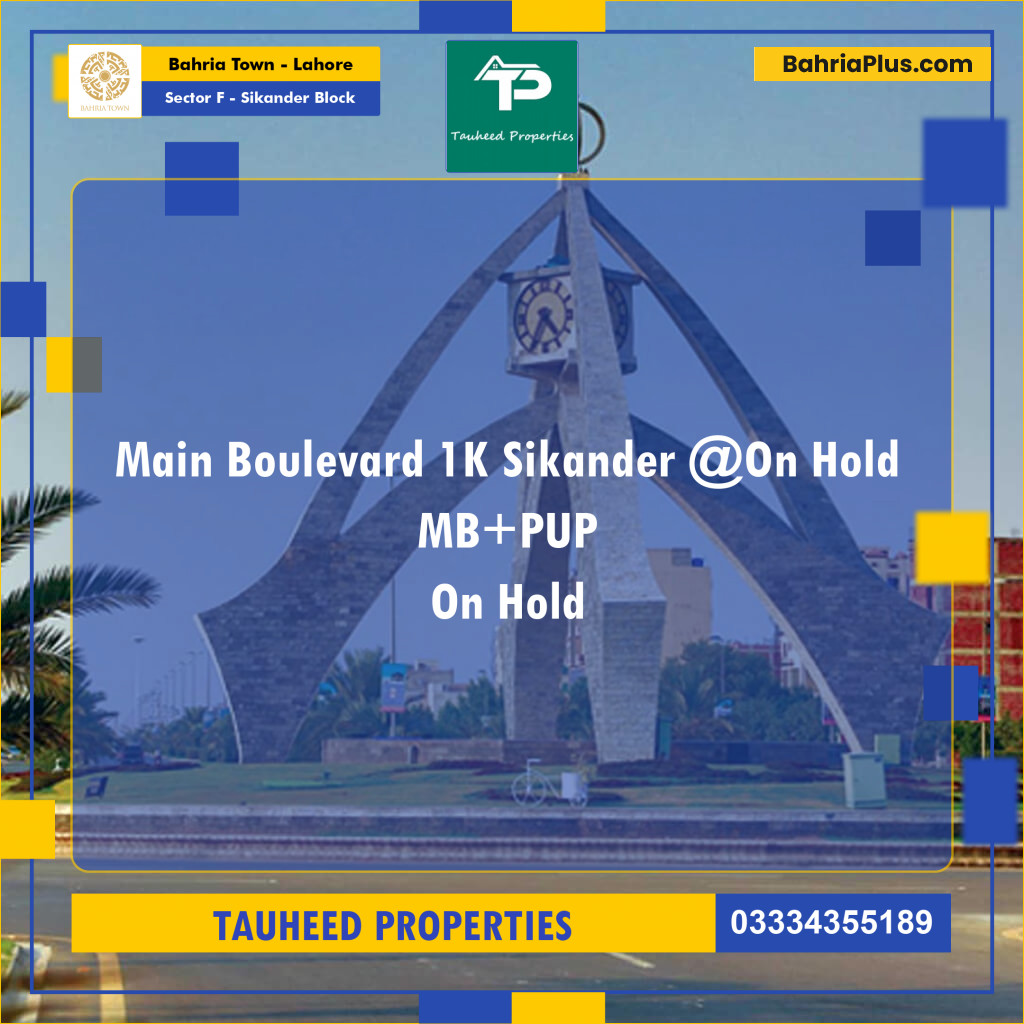 1 Kanal Residential Plot for Sale in Sector F - Sikander Block -  Bahria Town, Lahore - (BP-216722)