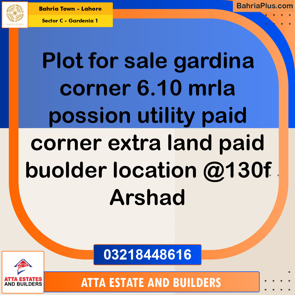 6.1 Marla Residential Plot for Sale in Sector C - Gardenia 1 - Bahria Town, Lahore - (BP-216727)