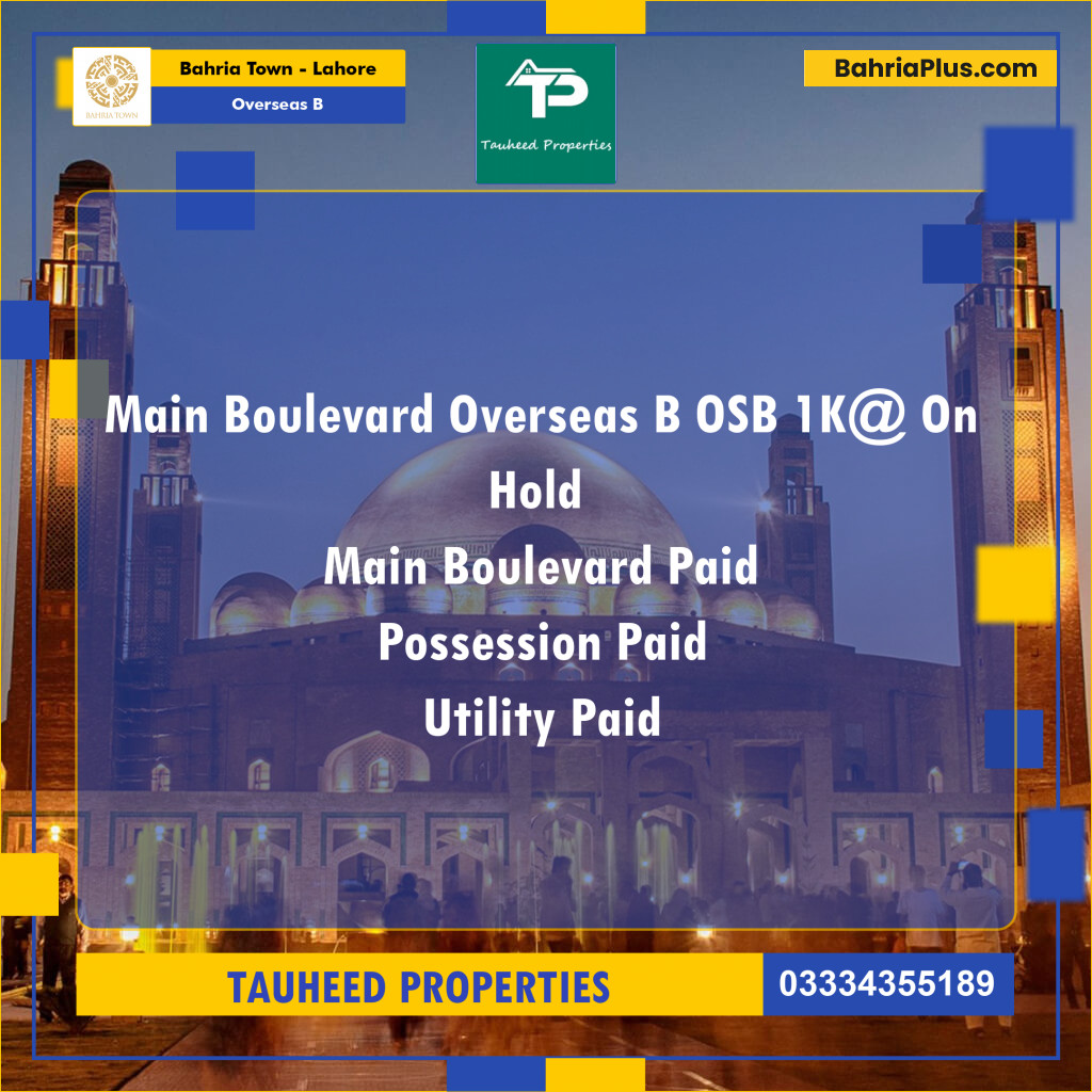 1 Kanal Residential Plot for Sale in Overseas B - Bahria Town, Lahore - (BP-216729)