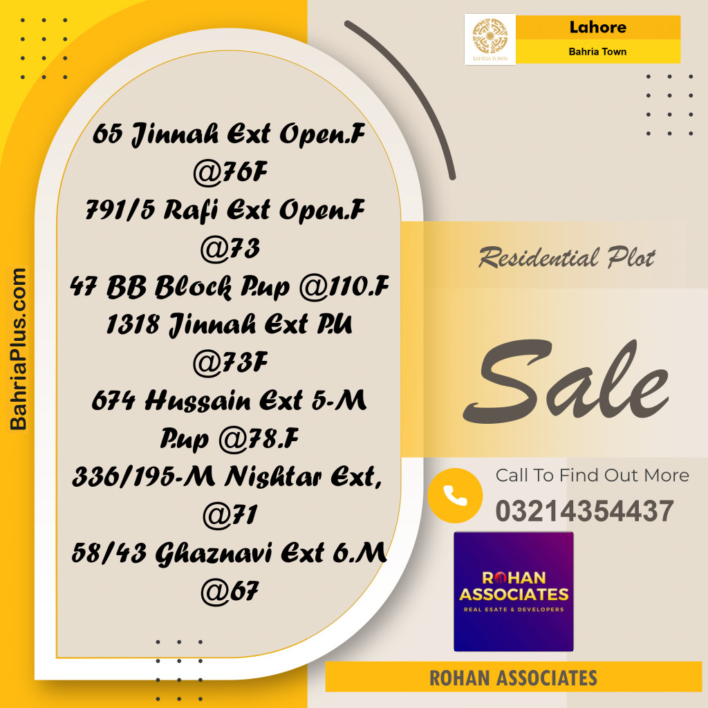 Residential Plot for Sale in Bahria Town, Lahore - (BP-216744)