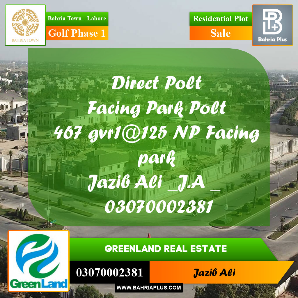 Residential Plot for Sale in Golf Phase 1 - Bahria Town, Lahore - (BP-216748)