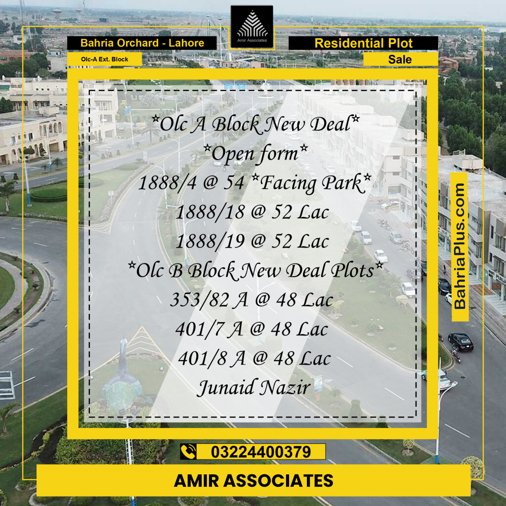 5 Marla Residential Plot for Sale in OLC-A Ext. Block - Bahria Orchard, Lahore - (BP-216845)