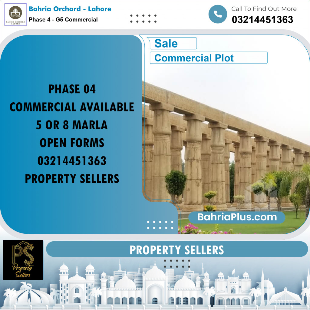 8 Marla Commercial Plot for Sale in Phase 4 - G5 Commercial -  Bahria Orchard, Lahore - (BP-216907)
