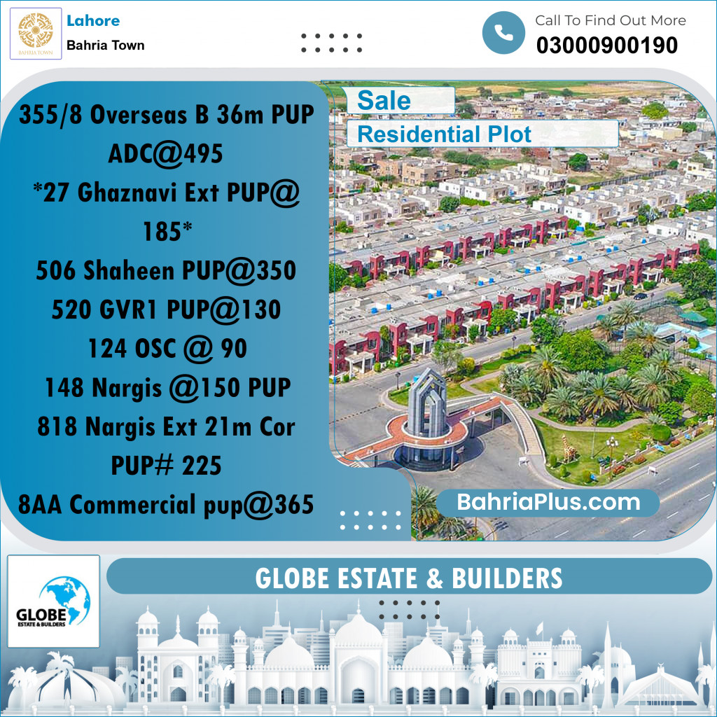 Residential Plot for Sale in Bahria Town, Lahore - (BP-216921)